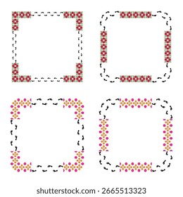 Ornamento de marco brillante. Patrón de círculos y puntos. Elemento de Vector decorativo. Ilustración vectorial. EPS 10.