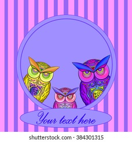 Bright Frame with owl vector EPS 10