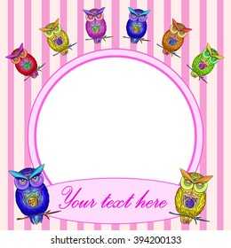 Bright Frame with owl vector EPS