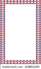 Bright frame with a pattern of houses