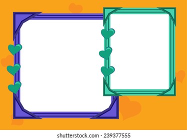 Bright frame with two cutouts, with hearts, vector illustration