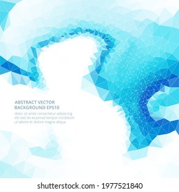 A bright and fresh abstract pattern with a polygonal texture. Cold shades of blue ice or glass. An element for your design of presentations, brochures, banners. Vector illustration.