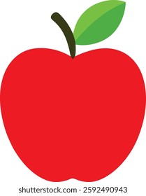 Bright and fresh apple fruit vector illustration, perfect for logos, packaging, and digital designs. High-quality, crisp, and clean artwork featuring a juicy apple with vibrant colors and smooth 