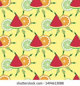 Bright and fresh fruits Seamless Pattern Illustration. Can use for print, template, fabric, presentation, textile, banner, poster, wallpaper, poster