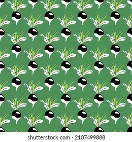 Bright fresh radish seamless pattern vector illustration