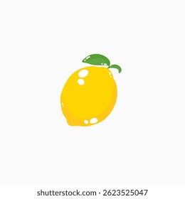 Bright and fresh vector illustration of a whole lemon with leaves. Clean, simple design perfect for food packaging, logos, prints, kitchen decor, and healthy lifestyle graphics.