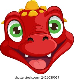 Bright, friendly dragon face with a big smile