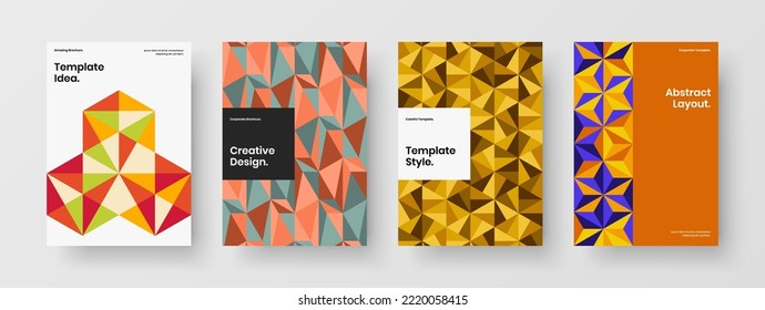 Conjunto de ilustraciones de diseño vectorial de la página frontal brillante A4. Limpiar la colección de plantillas de presentación de formas geométricas.