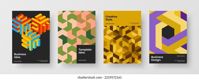 Colección de ilustraciones vectoriales de diseño de página frontal brillante. Conjunto de diseño de volante de patrones geométricos aislados.