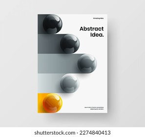 Concepto vectorial de diseño luminoso de portada. Resumen de diseño de portada de bolas 3D.