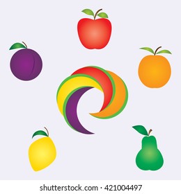bright fruit graphic isolated logo modern creative art illustration white background