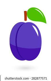 bright fruit icon with isolated ripe plum