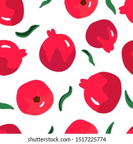 Patrón de fruta brillante con granadas sobre fondo blanco. Para textiles, fondos, fondos de escritorio, papel de embalaje, tapas, postales.
