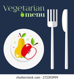 Bright fruit set in flat style. Fruit Fresh Salad. Icons of fruit. vector