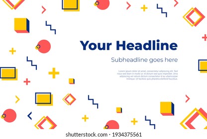 brillante divertido memphis de diseño con descripción de texto a la derecha