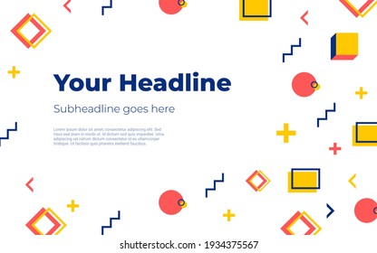 brillante divertido memphis de diseño con descripción de texto a la izquierda