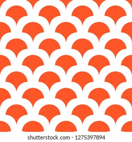 Bright fun vector seamless abstract pattern in orange and white colors