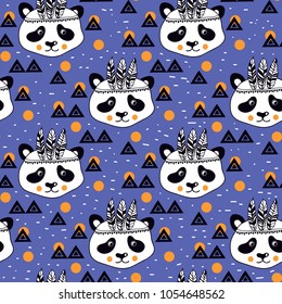 Bright  funny decorative  children's pattern with pandas