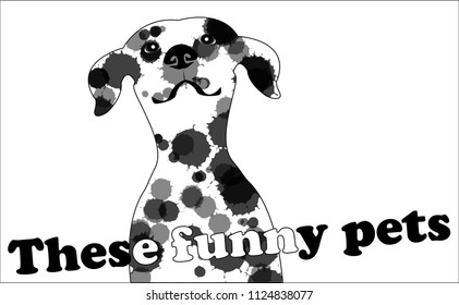 bright, funny picture with the image of a cute puppy in different colors. can be used as a postcard, poster or for decorating textiles or clothing