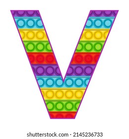 Bright funny pop it alphabet. Pop it is a children sensory toy of rainbow color. Bright letters Simple Dimple.