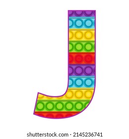 Bright funny pop it alphabet. Pop it is a children sensory toy of rainbow color. Bright letters Simple Dimple.
