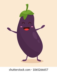 Bright funny poster with cute violet eggplant