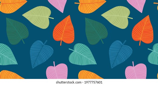 Bright funny seamless pattern with abstract leaves. Vector design for paper, cover, fabric, interior decor and other users.