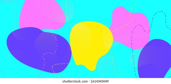 Bright Funny Texture. Trendy Wave Poster. Vector Abstract Collage. Multicolor Geometric Composition. Cool Texture. Graphic Wave Banner. Fashion Geometric Background. Colorful Child Pattern.