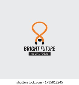 Bright future idea. Pencil icon. Kids logo design concept.  Vector illustration