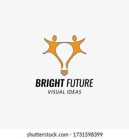 Logo de las ideas futuras brillantes. Concepto de diseño del logotipo de ideas visuales. Ilustración del vector