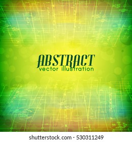 Bright futuristic abstract template with scientific grid light glowing effects on green blurred background vector illustration