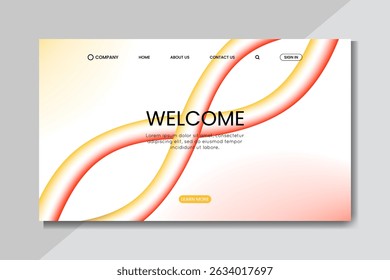 Bright Futuristic Landing Page with Red Yellow Gradient Waves