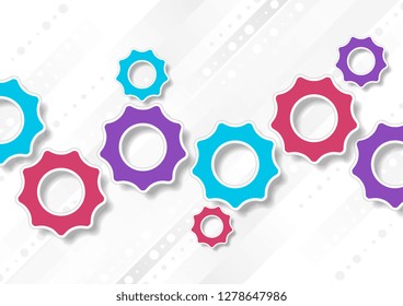 Bright futuristic tech gears mechanism abstract background. Vector design