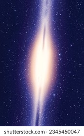 Bright galaxy in outer space. Cosmic background. Stars in fast motion