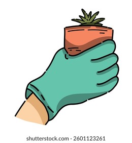 Bright gardening gloves. Vector illustration in cartoon style. Gloves for gardening, planting crops in the spring. Isolated white background.