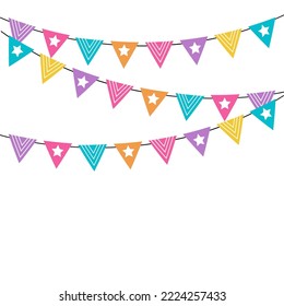 Bright garlands of flags for holiday decoration