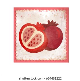 Bright garnet in a frame on whit background is a redy icon for your design. Fresh and tasty.