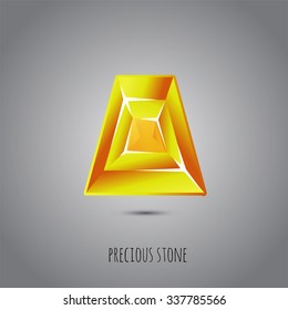 Bright gemstone isolated on gray background. Jewelry, vector.