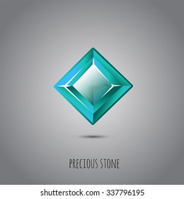 Bright gemstone isolated on gray background. Jewelry, vector.