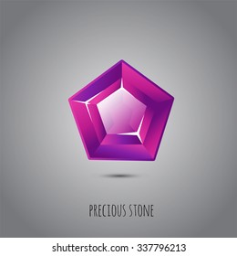 Bright gemstone isolated on gray background. Jewelry, vector.