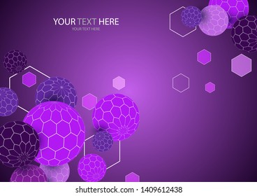 Bright geometric 3d sphere shape hexagon texture background. Vector illustration for your design.