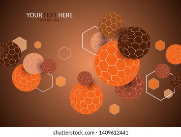 Bright geometric 3d sphere shape hexagon texture background. Vector illustration for your design.