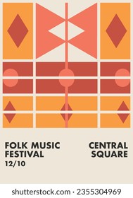 bright geometric abstract poster for a folk music festival