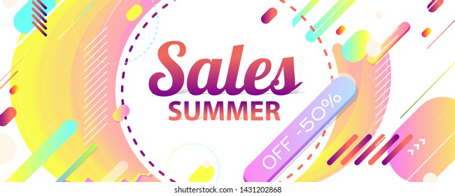 Bright geometric abstract Sale summer backgrounds colorful 3d holiday vector Illustration graphic design poster flyer leaflet party