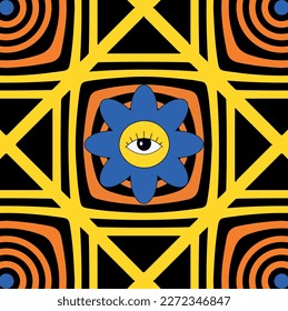 bright geometric abstraction with flower