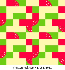 Bright geometric background with fruit