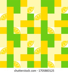 Bright geometric background with fruit