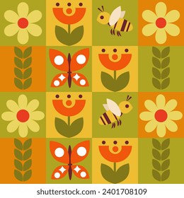 Bright geometric background with an image of abstract nature. Summer mood. Minimalistic shapes. Ideal for packaging, wallpaper, posters.