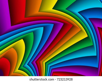 Bright geometric background with rainbow paper strips ,vector Illustration.4:3 format