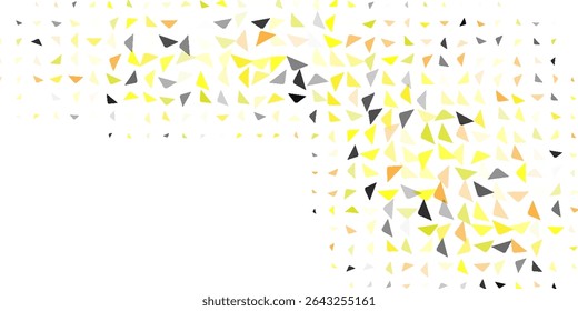 Bright geometric background with scattered triangle shapes in yellow, orange, gray, and black tones. Dynamic and playful abstract design, ideal for modern visuals and creative digital projects.